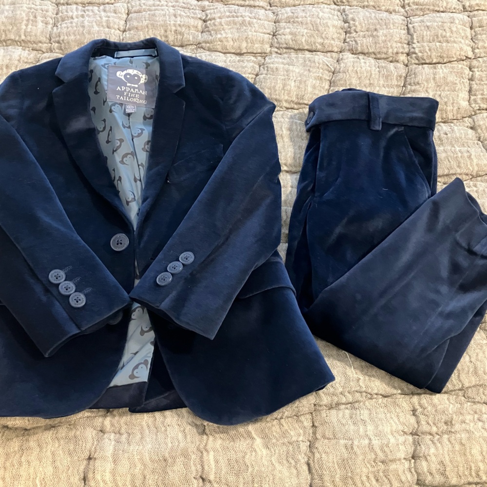 Blue Velvet suit Appaman Navy Velvet Jacket with Monkey Lining